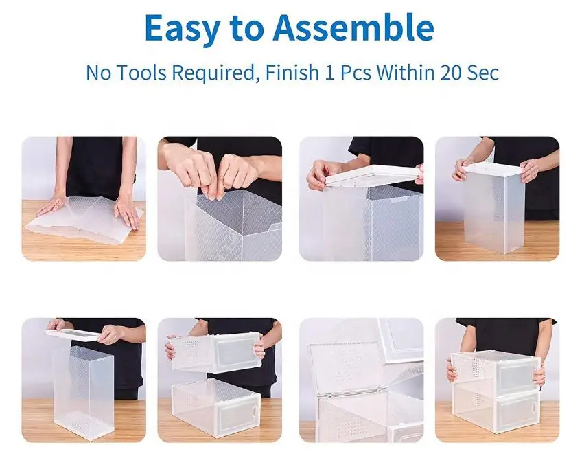 Высококачественная Бытовая пластиковая складная коробка для обуви с акриловым материалом на Alibaba