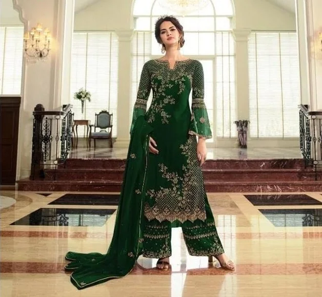 heavy embroidery party wear gown for ladies festival wear salwar kameez pakistani style fancy wear