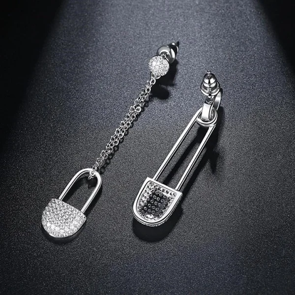 Fashion fine jewelry  aretes de plata wholesale silver locker earring  925 sterling silver long clip earring for women