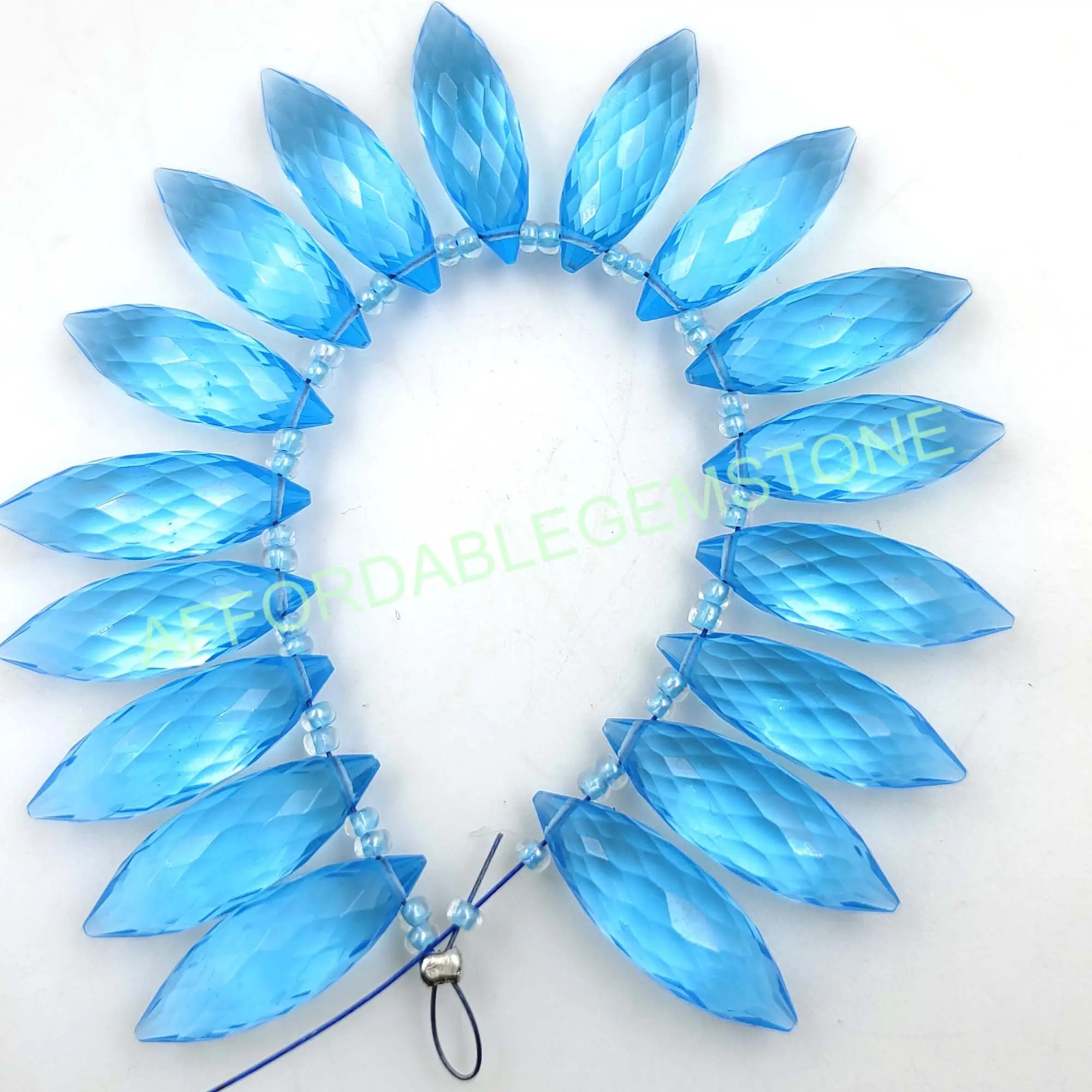 Sky blue topaz handmade stone top drilled gemstone fancy teardrop shape stone good quality stone faceted beads silver jewelry