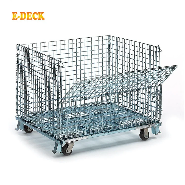 Складные прочные контейнеры с колесами из проволочной сетки, размер под заказ