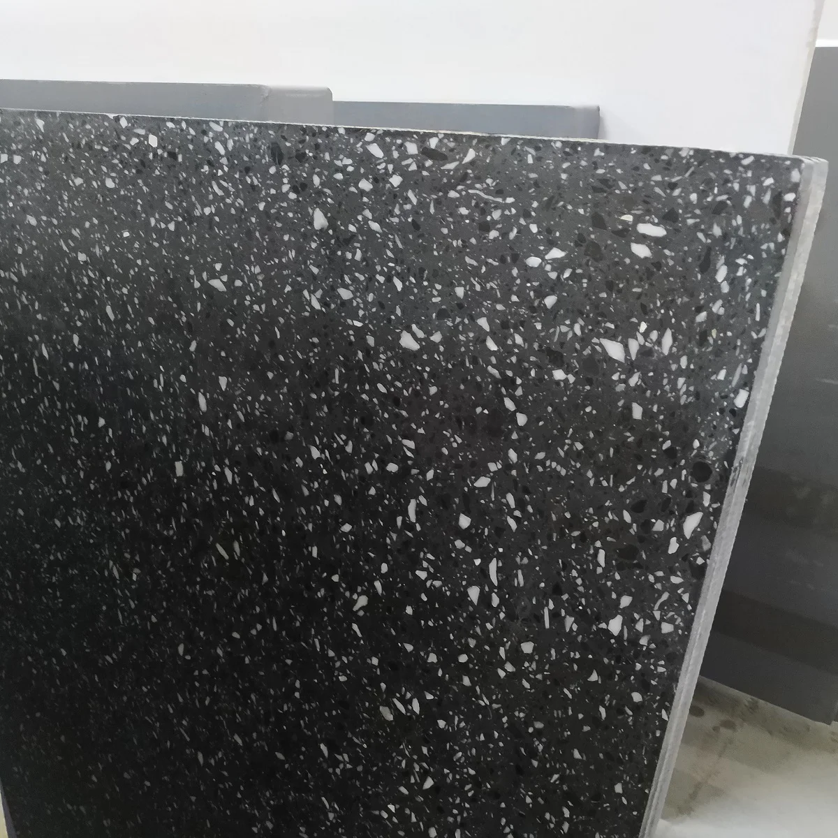 Concrete terrazzo slab modern black pattern design terrazzo table countertop artificial stone for outdoor