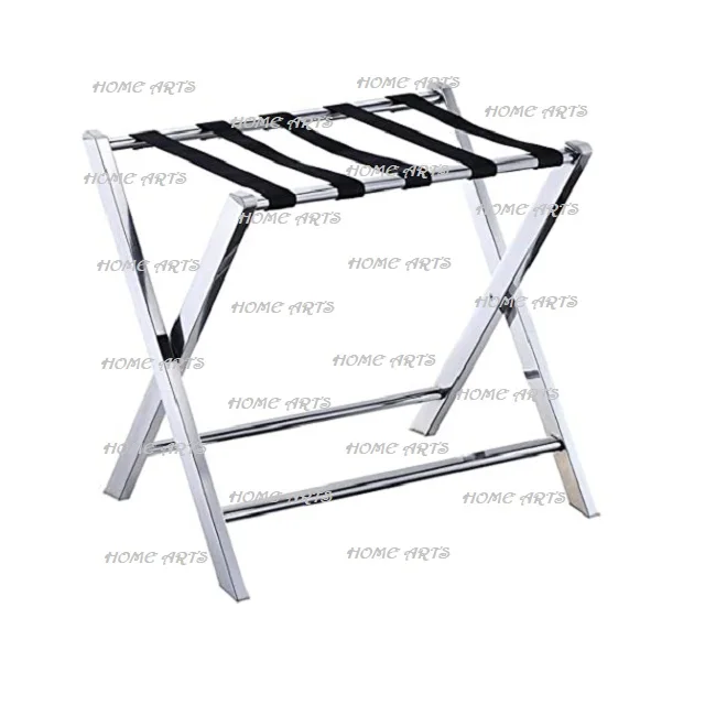 Handmade Silver Color Metal Folding Luggage Rack Finest Quality Stainless Steel Luggage Rack For Home Decor