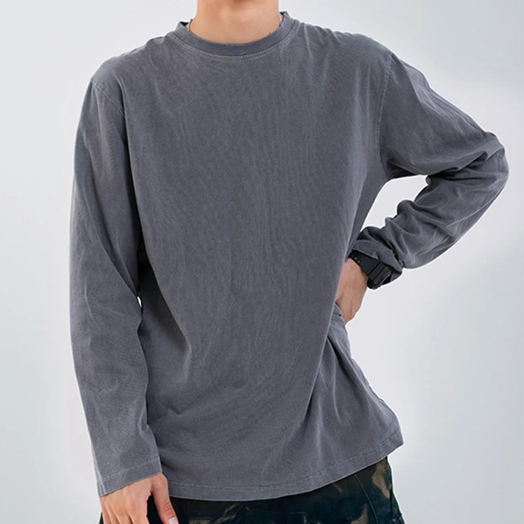 
Custom Vintage Long Sleeve Blank Tshirt Faded T Shirt Longsleeve Washed T-shirt 