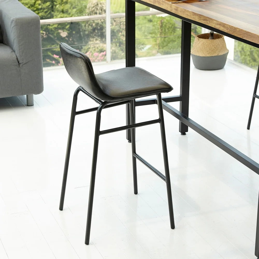  Винтажный Современный барный стул из искусственной кожи с обивкой удобные черные металлические ножки барные стулья набор барных стульев
