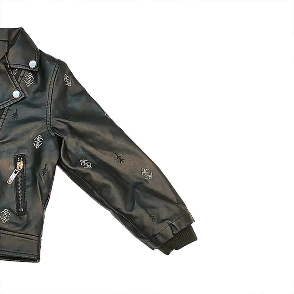 Baby Boys Leather Jacket Outerwear Kids Girls Coats Kids Leather Jackets Boys Casual Black Solid Coat For Children