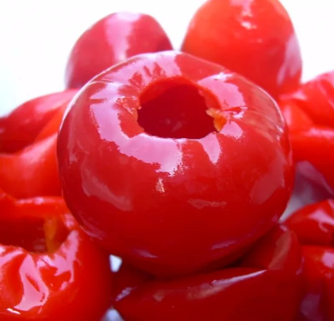 Cored Red Cherry Peppers in Sugar Syrup