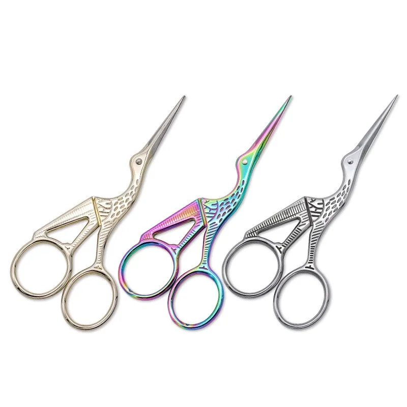 Stainless Steel Sharp Tip Stork Scissors  Tools Dressmaker Shears Scissors for Embroidery Duck Style Fancy Scissors With Gold