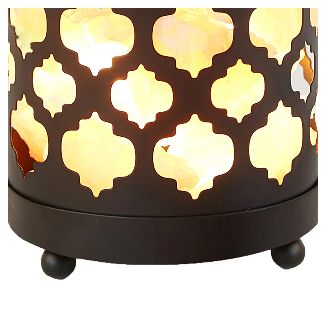 Real Himalayan Pink Salt Rock Lamp Crystal Salt Chunks in Black Iron Art Basket Dimmer Light for Air Purification