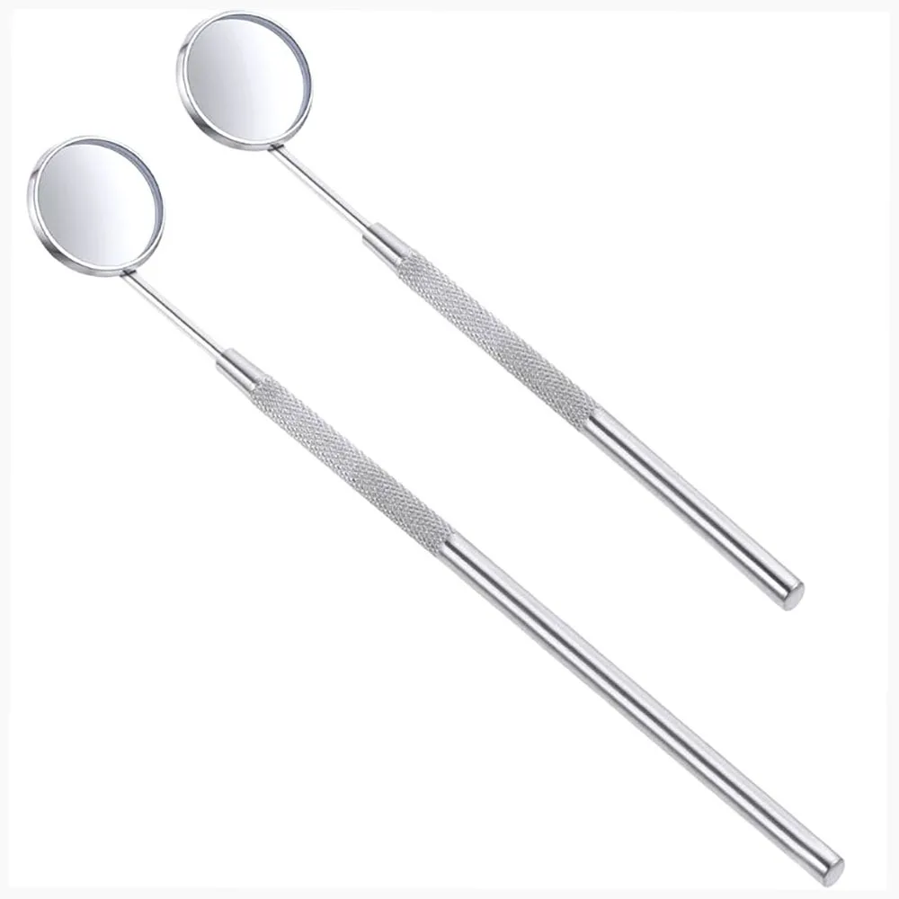Stainless Steel Dental Inspection Mini Mouth Mirror Handle Teeth Cleaning Tools Silver Chrome Polish Round Shape Dental Mirror