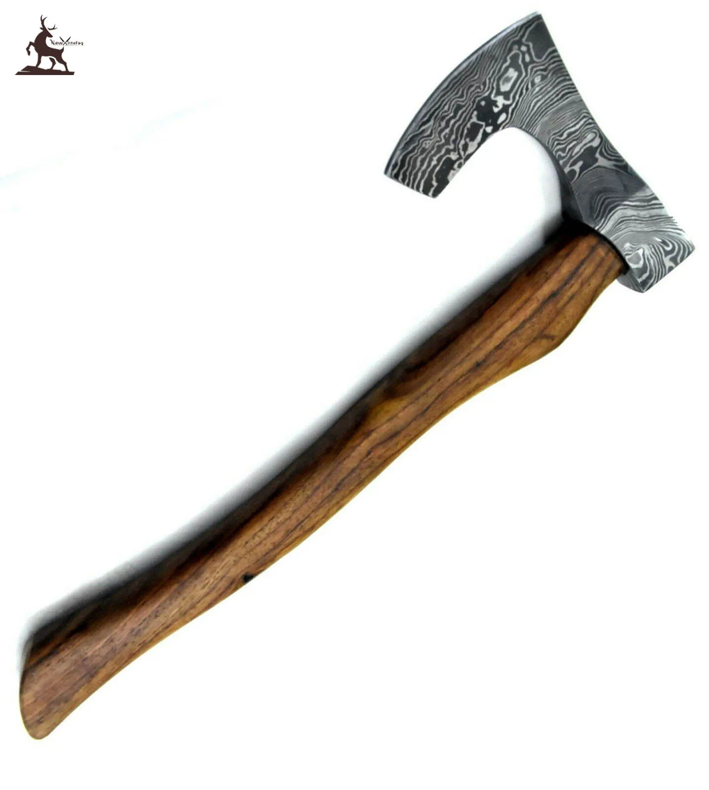 KK Custom Hand Made Damascus Tomahawk Axe Hunting Axe Hacthet Axe, Walnut Handle
