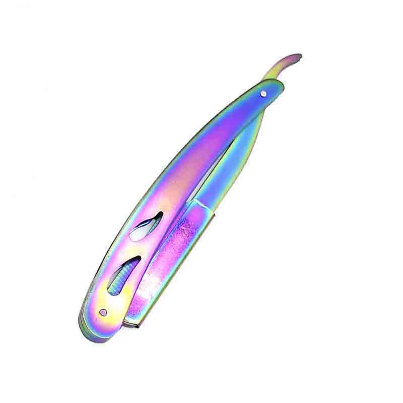 Men Shaving Barber Tools Hair Razor and Blades Antique Black Folding Shaving Knife Stainless Steel Straight razor Holder