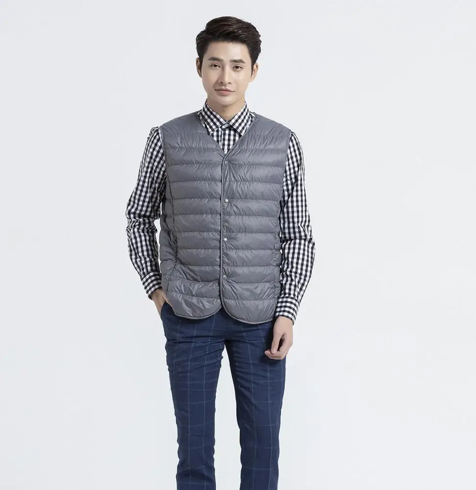 WINTER OUTDOOR  MEN ULTRA LIGHT DOWN VEST  V  NECK VEST FROM VIETNAM