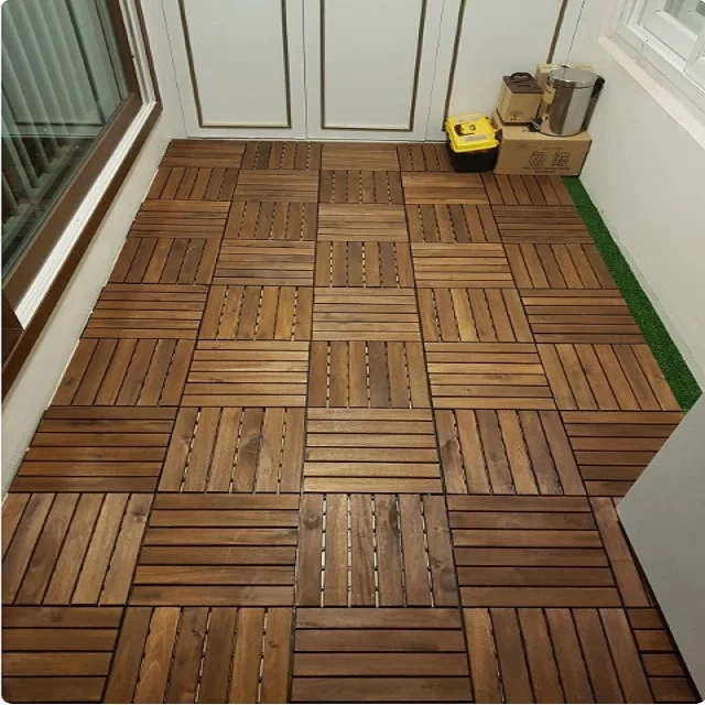 Acacia wooden tiles for indoor/outdoor foor- wood floor tile- suitable for living room, garden, balcony etc