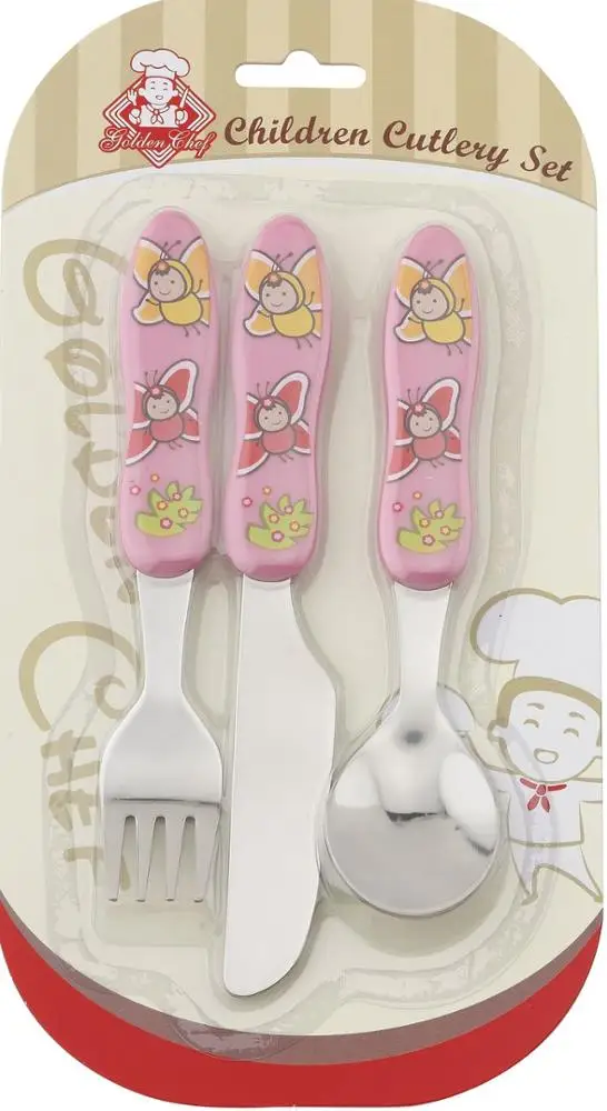 Yangjiang Factory LFGB Approved Disney audit 4C Heat Transfer PS ABS Handle baby cutlery set