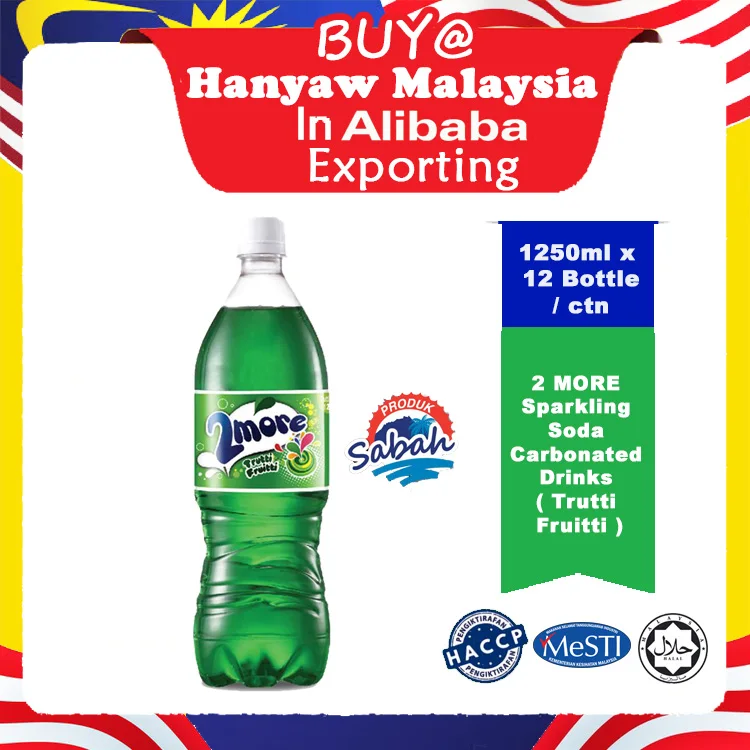 [Malaysia] Fast Shipping + Halal Certified 2 More Sparkling Soda Carbonated Drinks Trutti Fruitti  ( 1250 ml x 12 Bottle / Ctn)