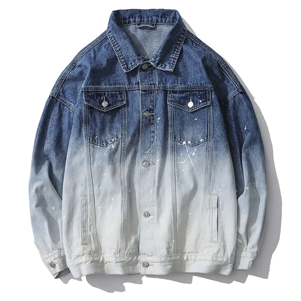  Заводская Лидер продаж Мужская джинсовая куртка с разбрызгивающимися красками