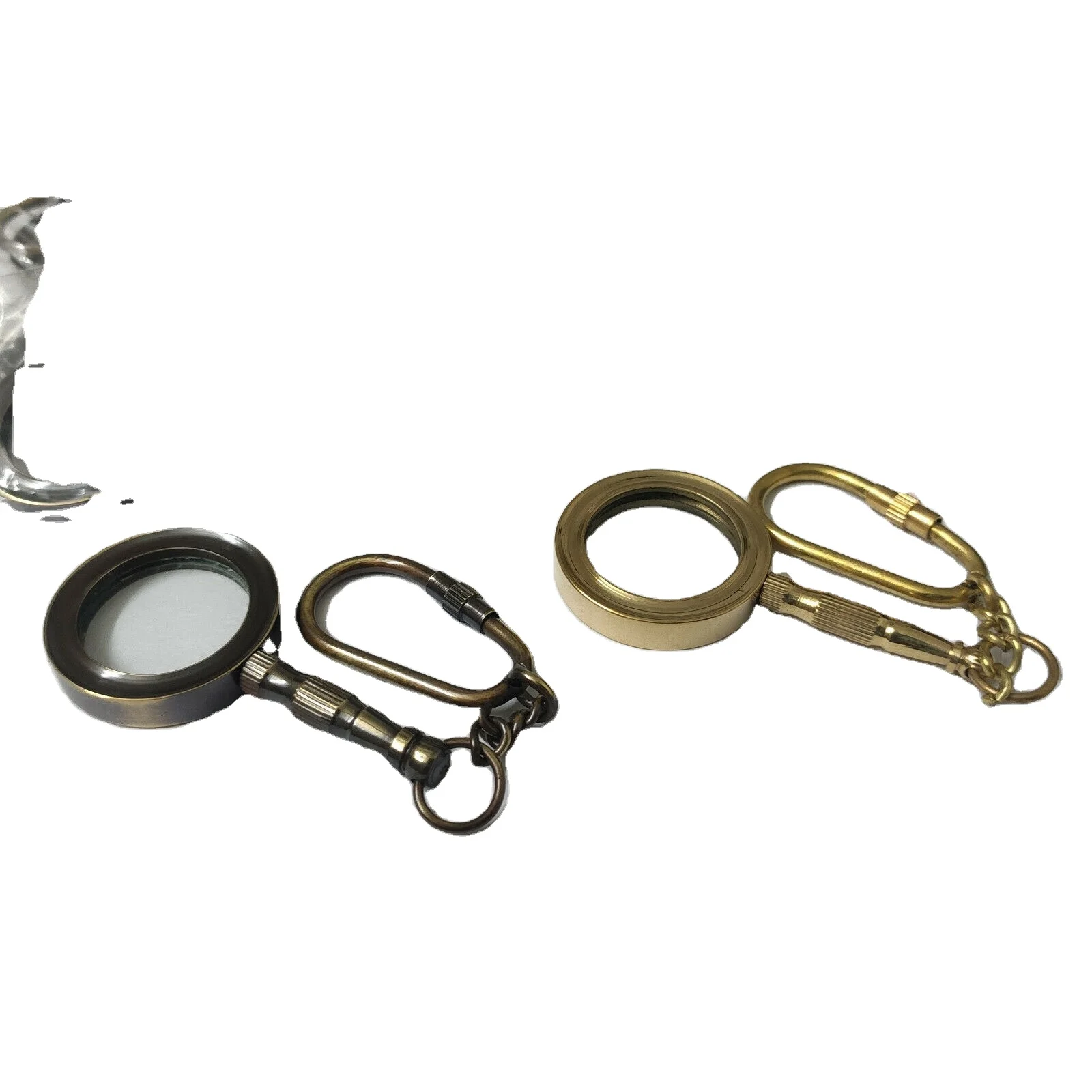 Set of 12 Brass Magnifier Keychains Mini Nautical Gift