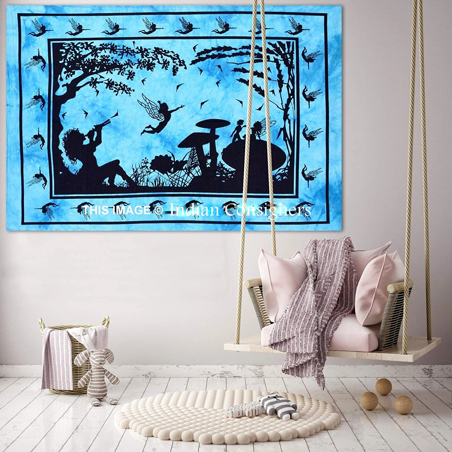 Beautiful Fairy love Tapestry Multiple Color Small Poster Tapestry Wall Hanging Cotton Throw Textile