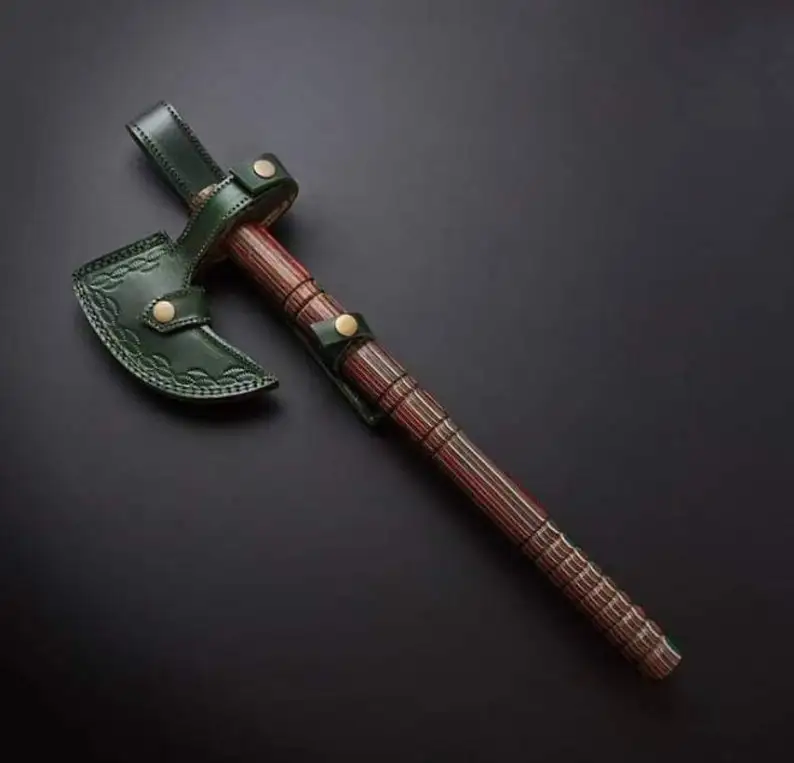 Brand New Custom Made Damascus Steel Tomahawk Axe Hatchet with multiple color Wood Handle