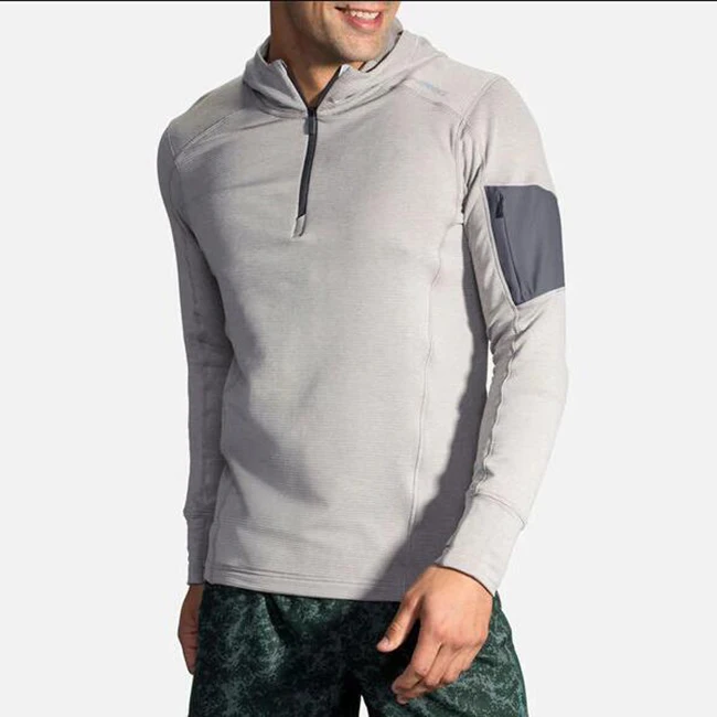 
mens 1/4 zip pullover left sleeve pocket hoody jacket sweatshirt 