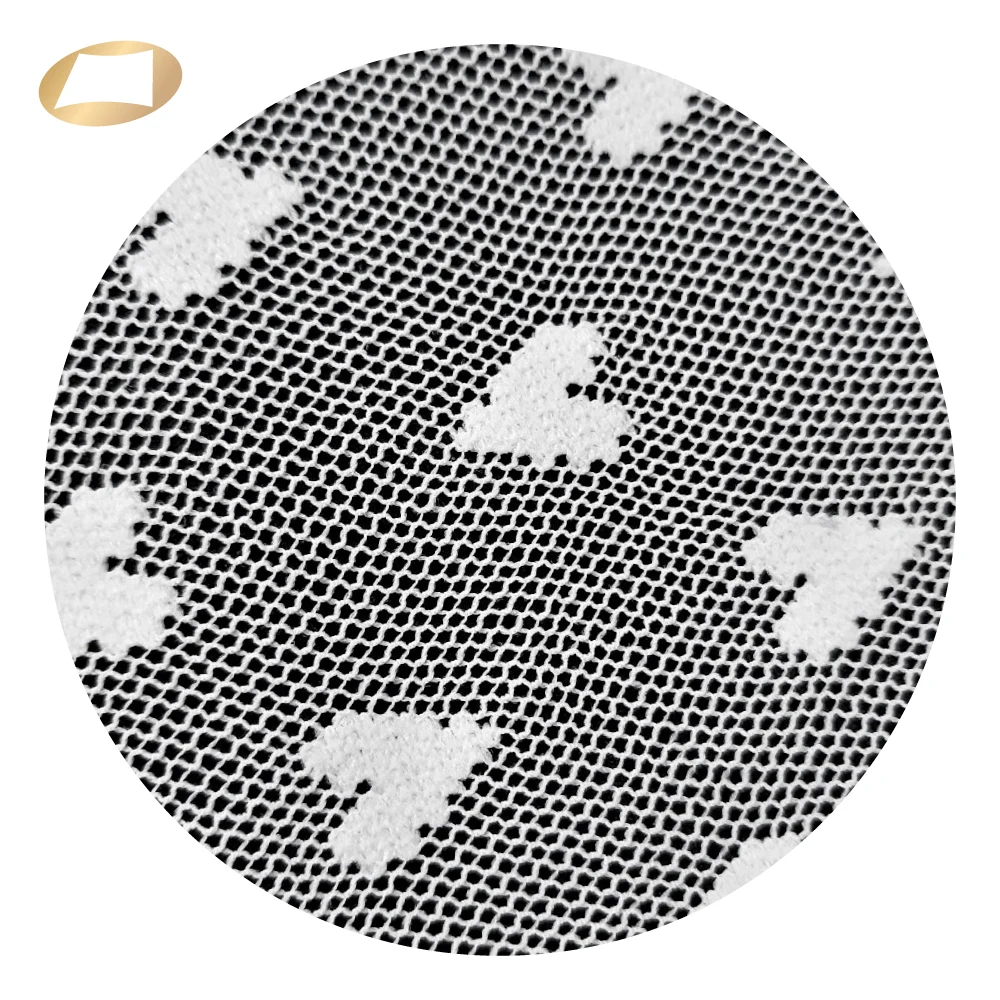 Soft high quality heart jacquard nylon lace fabric for veil