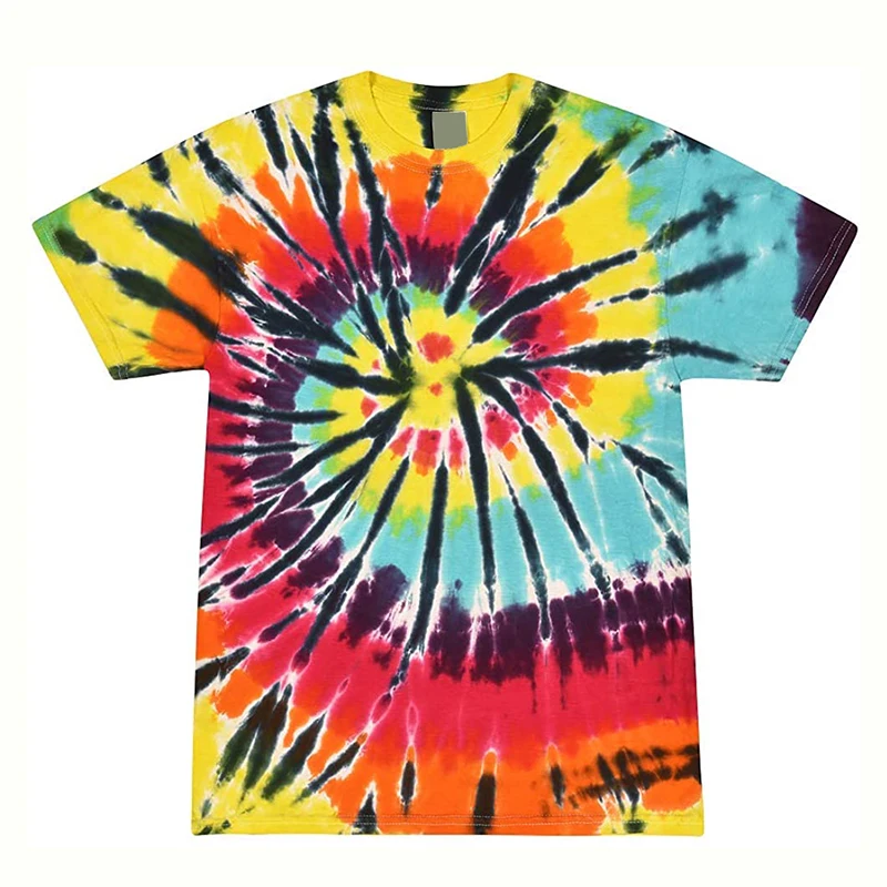 
ODM designs breathable Easy wear custom neck Multi colored high-quality printed and embroidered Tie dye T-shirt 