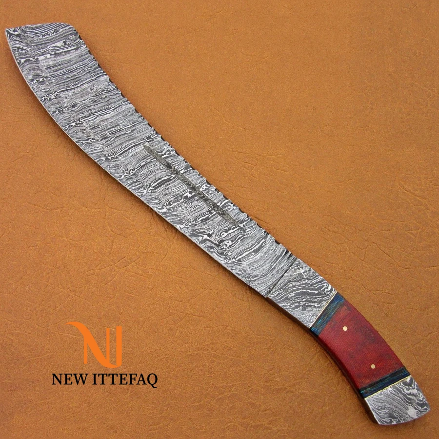 Дамасский нож | Охотничий нож ручной работы на заказ | Красивый охотничий Меч из дамасской стали ручной работы с кожаным чехлом
