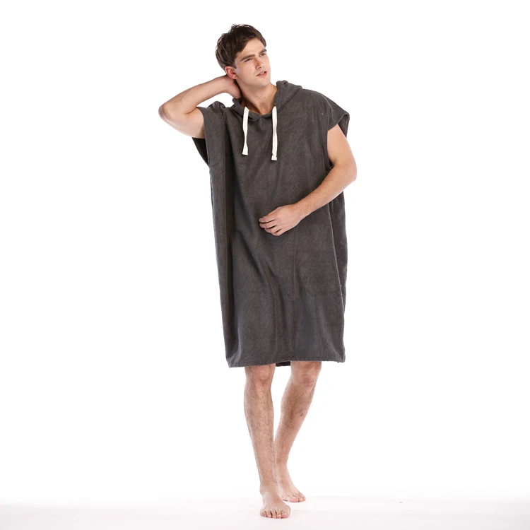 
 Мужской махровый халат для серфинга, пляжное полотенце-пончо с капюшоном  