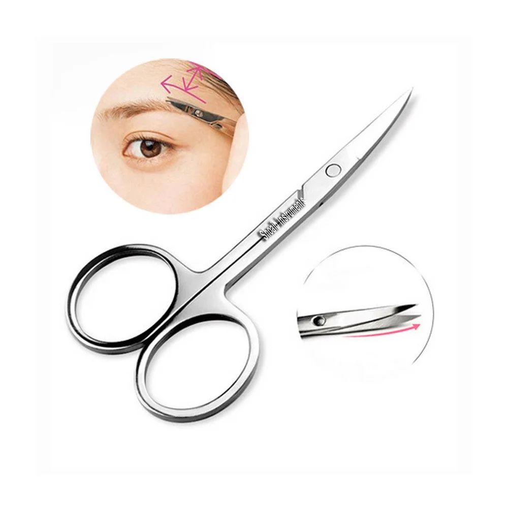 Малый Пользовательский логотип из нержавеющей стали Профессиональный инструмент для ухода за бровями Ножницы для маникюра