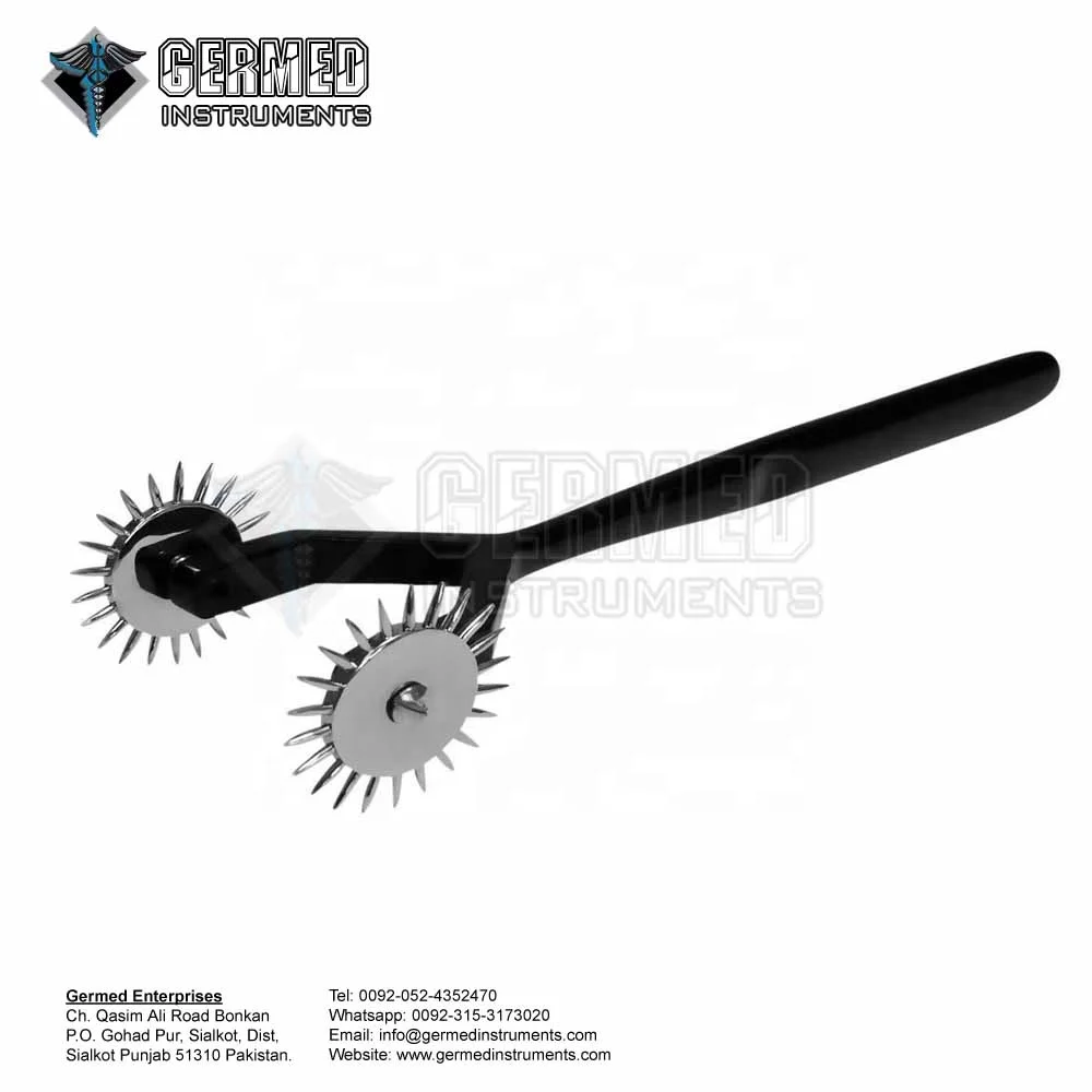 Supplier Wholesale Customized Stainless Steel Black Coated Wartenberg Pinwheel Dual 2 Row Medical Diagnostic Sensory Tool GERMED