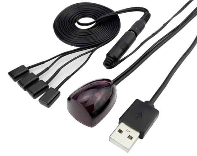 USB IR Repeater Infrared Remote Extender 1 Receiver 4 Emitters Control Kit for Amplifier Box Satellite TV Receiver DVD STB