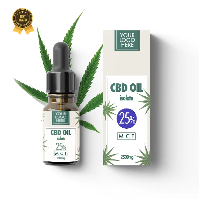  CBD MCT масляные капли изолят 25% - 2500 мг натуральное конопляное масло КБР медицинская добавка OEM Настройка вашего бренда ваш