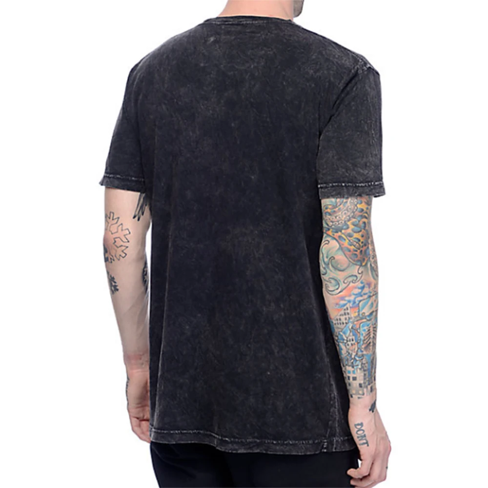 Heavyweight Wholesale Vintage Black Printed Large Graphic Tees Acid Wash T-shirt Men Oversize Crew neck Shirts distressed Tees