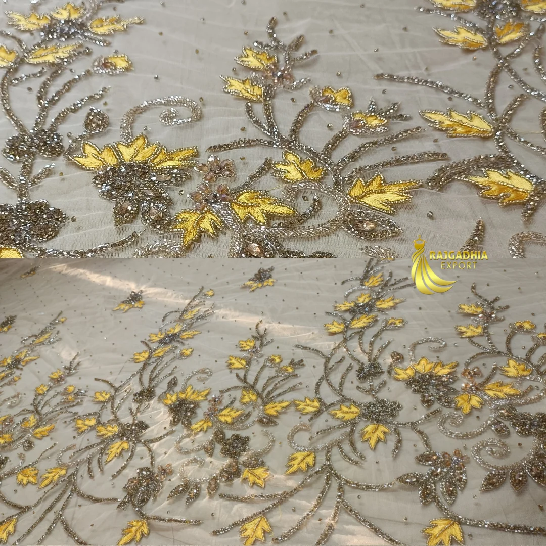 lace luxury fabric beaded material Luxury beaded lace fabric for sale Lace by the yard and metre