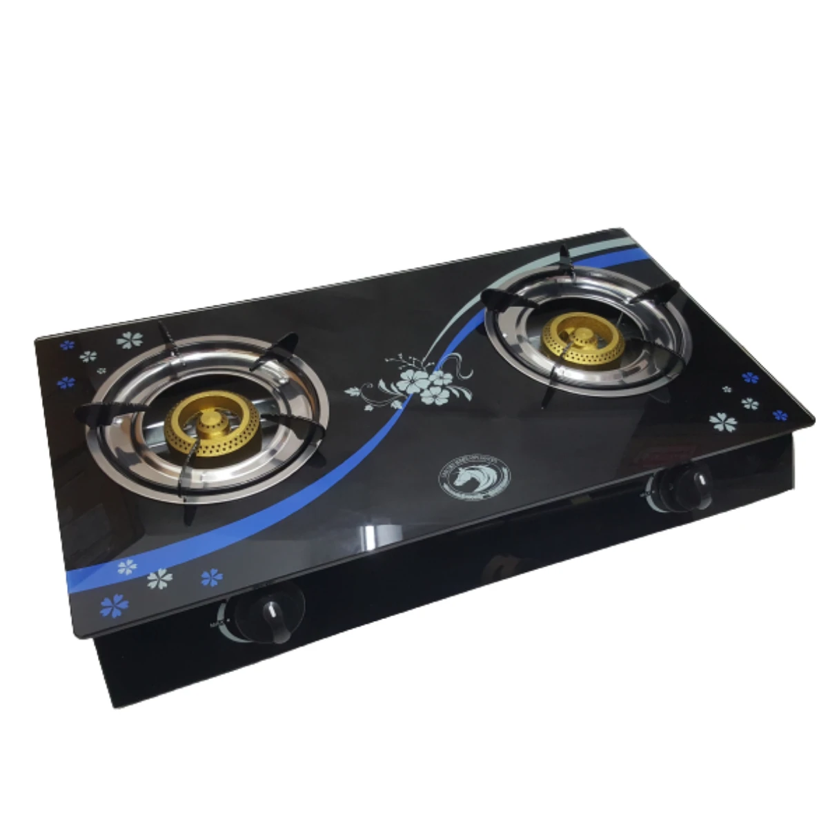 Сильное пламя голубая бабочка дизайн Единорог BW-BL2003 закаленное стекло двойная газовая плита для домашнего использования портативный варочная панель