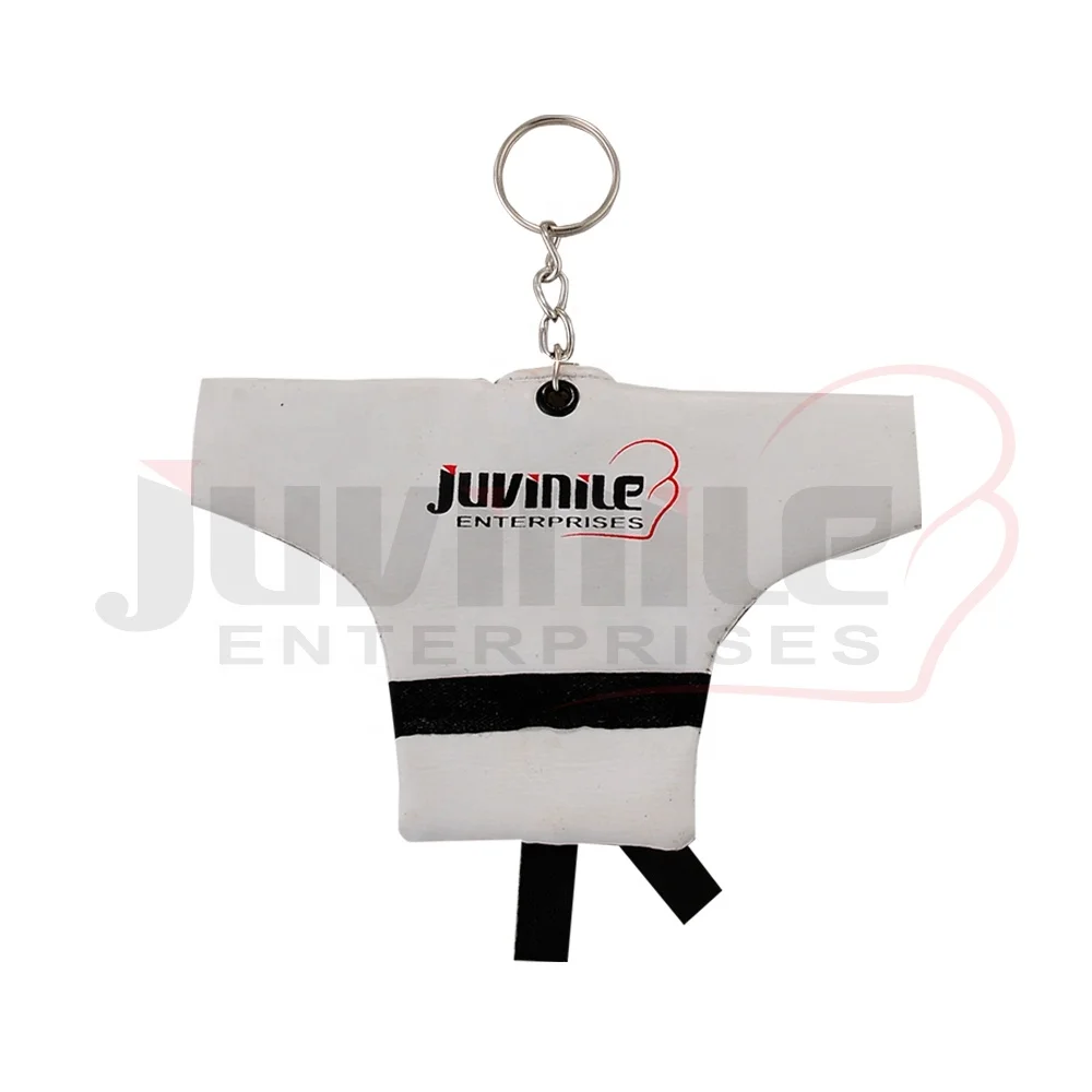 Fashion Leather Uniform Keychain PU Digital Printing 2 Color/Custom martial arts promotion gift belt mini uniform key chain