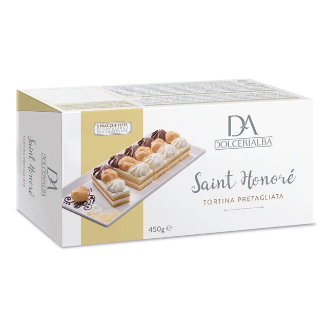 High Quality Made in Italy Saint-Honore Precut Cake Wholesale Frozen Dessert Family Pack 450g