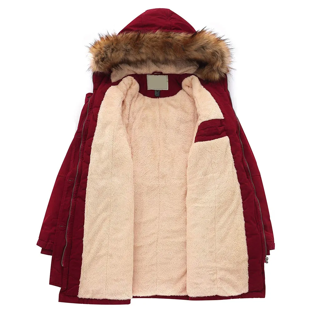 
OEM Custom Women parka winter jacket warm hooded Fur Collar fleece women jackets cotton coat 