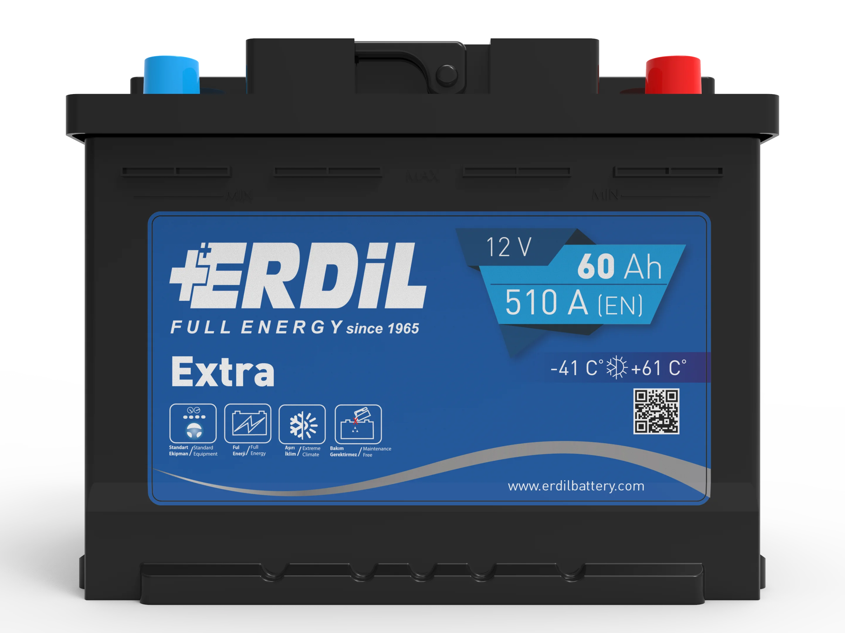Автомобильная батарея марки Erdil, 12 В, 60 ач, серия DIN, не требует обслуживания, свинцово-кислотная Автомобильная батарея от производителя