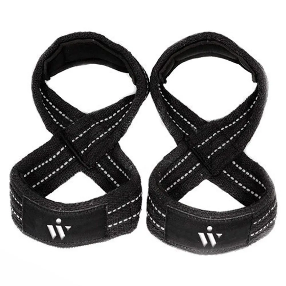 Weight Lifting Gym Wrist Straps Figure Eight Neoprene Padded Gym Dead Lifting Double Loop Wrist Straps