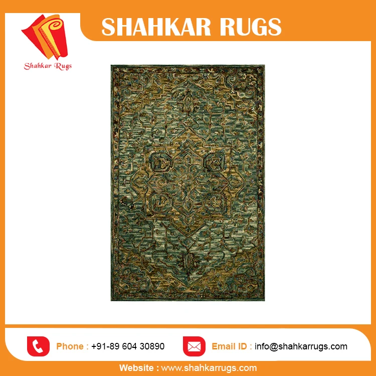 Custom Design Hand Tufted Rugs VK 20 Dark Green Tobacco Rug Custom Made Rugs Exporter