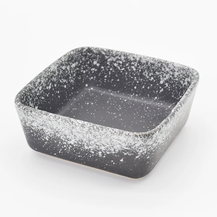 
Wholesale Fashion Cheap 3.5 inch Antique Square Shape Small Black Ceramic Porcelain Food Bowl 