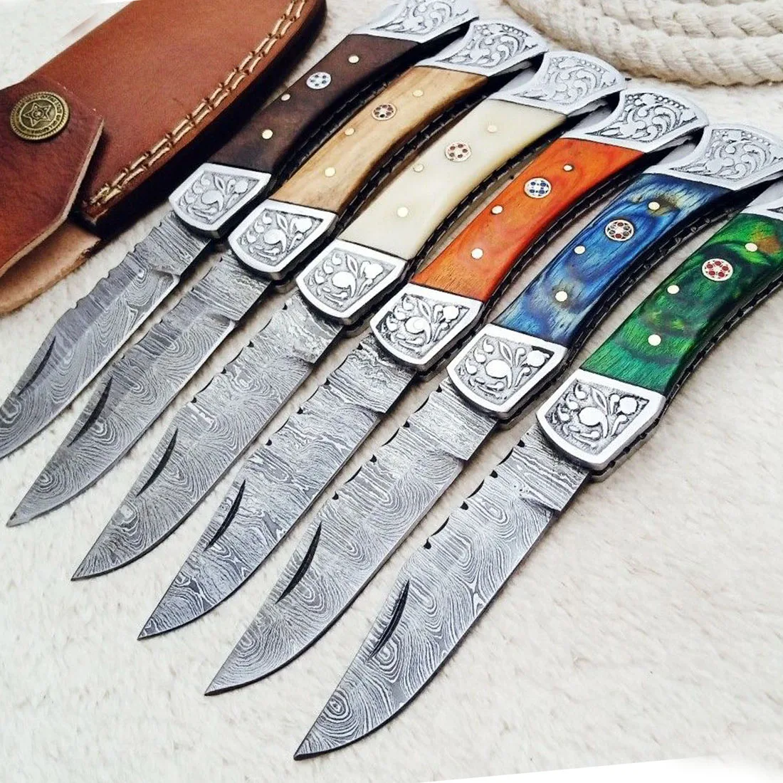 2021 Hot Selling High Hardness Wild Survival Multi Function Damascus Blade folding knife pocket knives