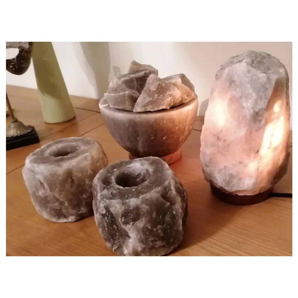 Grey Light 84 Trace Organic Material Of Minerals Crystals With 15w Bulbs Himalayan Salt Lamp BY IMPEX PAKISTAN