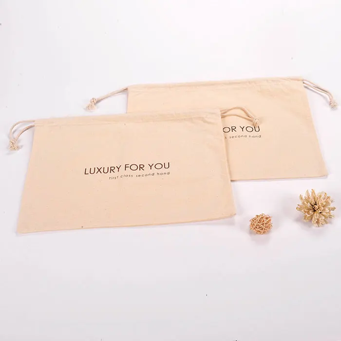 Wholesale custom 100% cotton drawstring pouch packaging bag