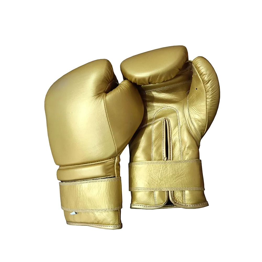 Real shiny cow hide leather Boxing training gloves