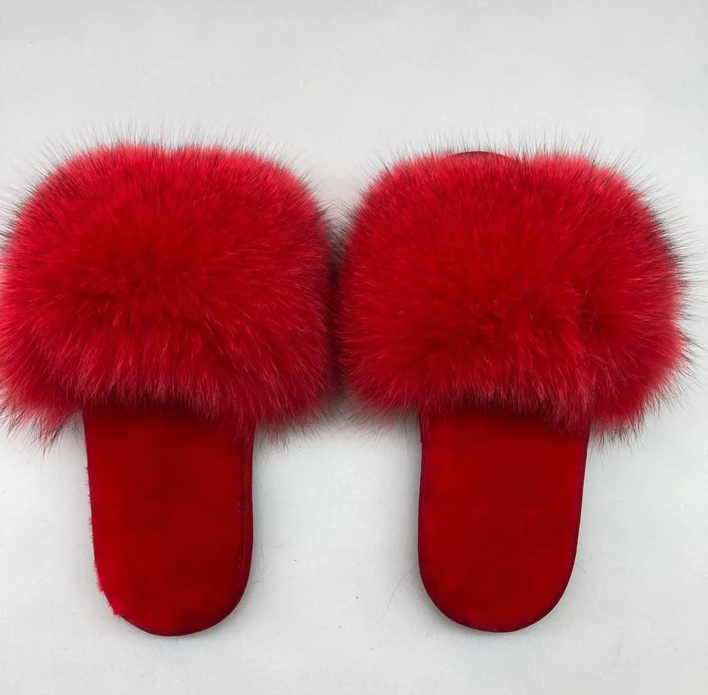Indoor Fur Slippers EVA Outsole Natural fur 100% Sheepskin Color Slippers For Home
