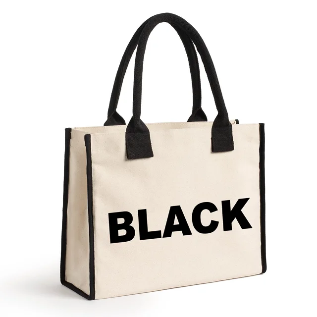 305 Gsm cotton canvas reusable printed tote shopping bags with custom logo and dyed webbing tape handle