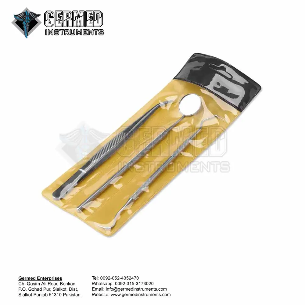 Sialkot Pakistan Made Manufacturer Supplier Dental Diagnostic Instruments Set of 3 PCS / Oral Surgery Instruments GERMED ENT